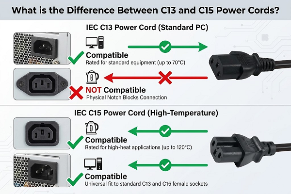 What is the Difference Between C13 and C15 Power Cords?